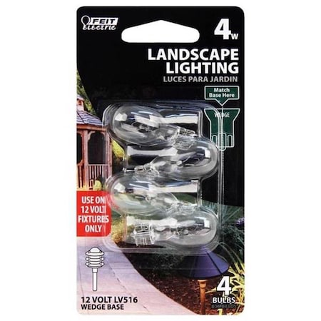 Feit Electric Feit  4 W T5 Landscape and Low Voltage Incandescent Bulb Wedge Soft White 4 pk BPLV516/4/RP